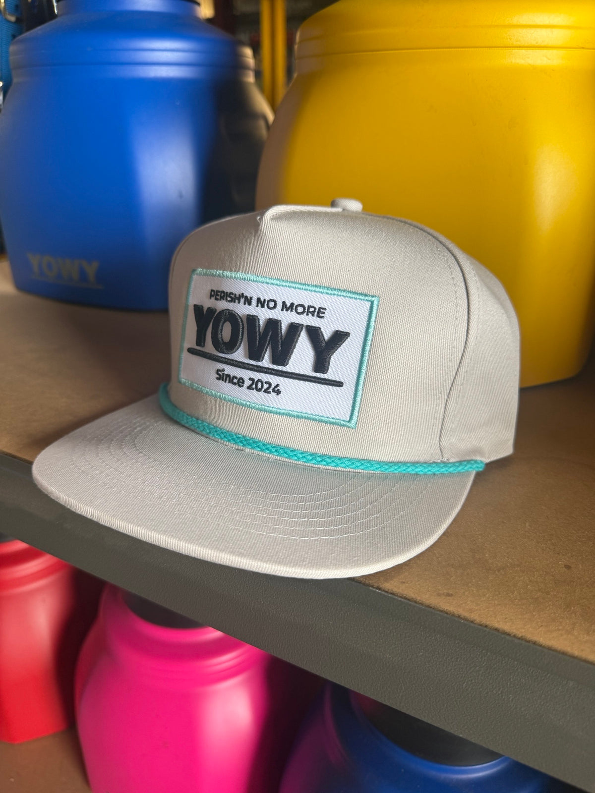 YOWY CAP - GREY AND TURQOISE